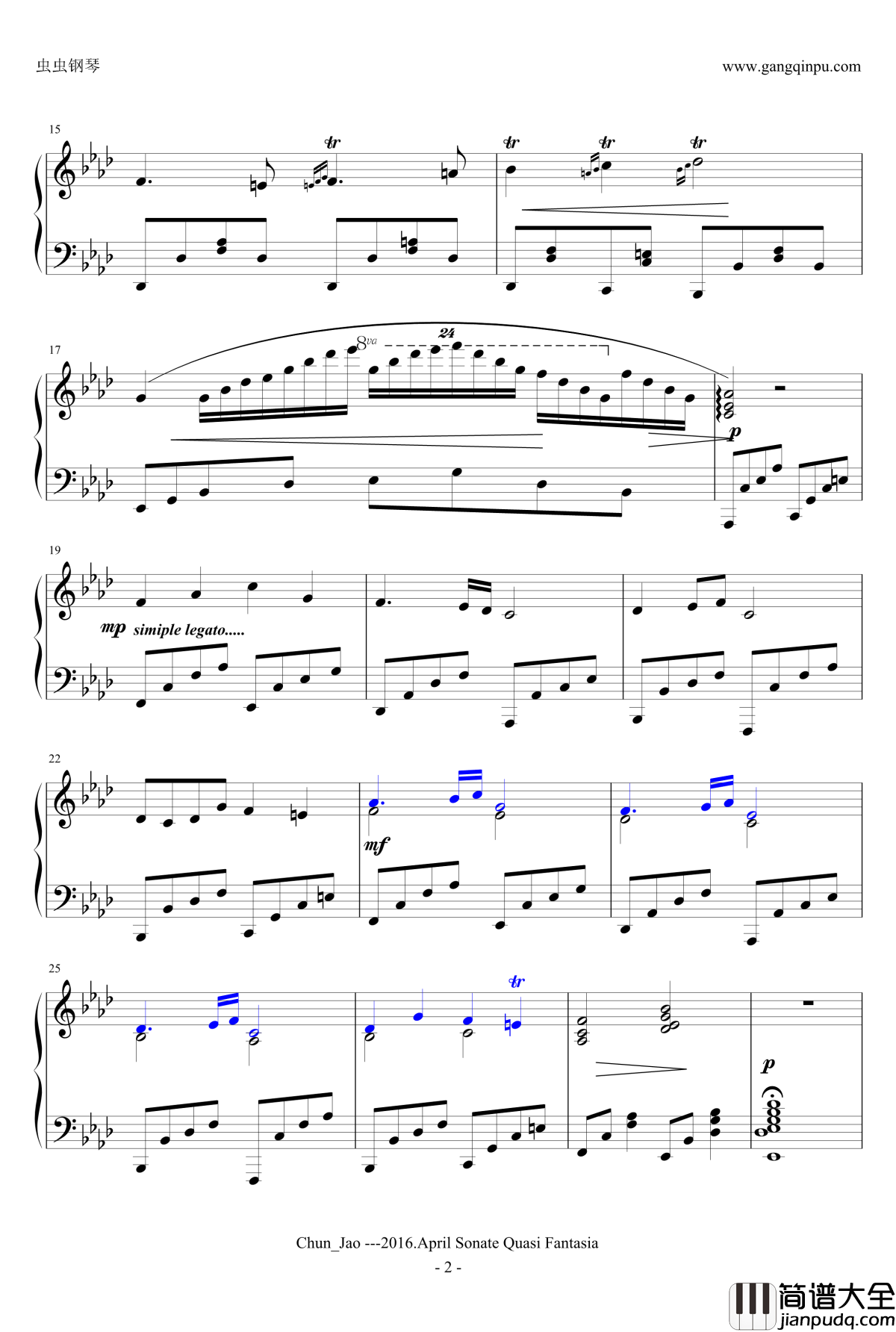 浪漫曲钢琴谱_sm30405