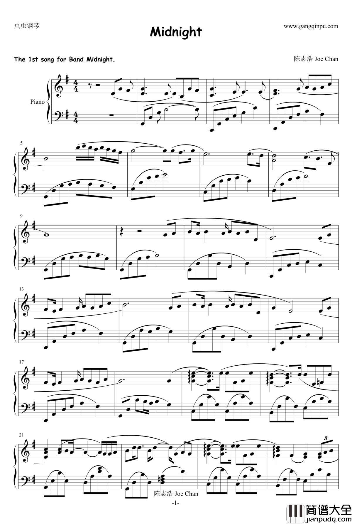 Midnight钢琴谱_Mrjoeconan