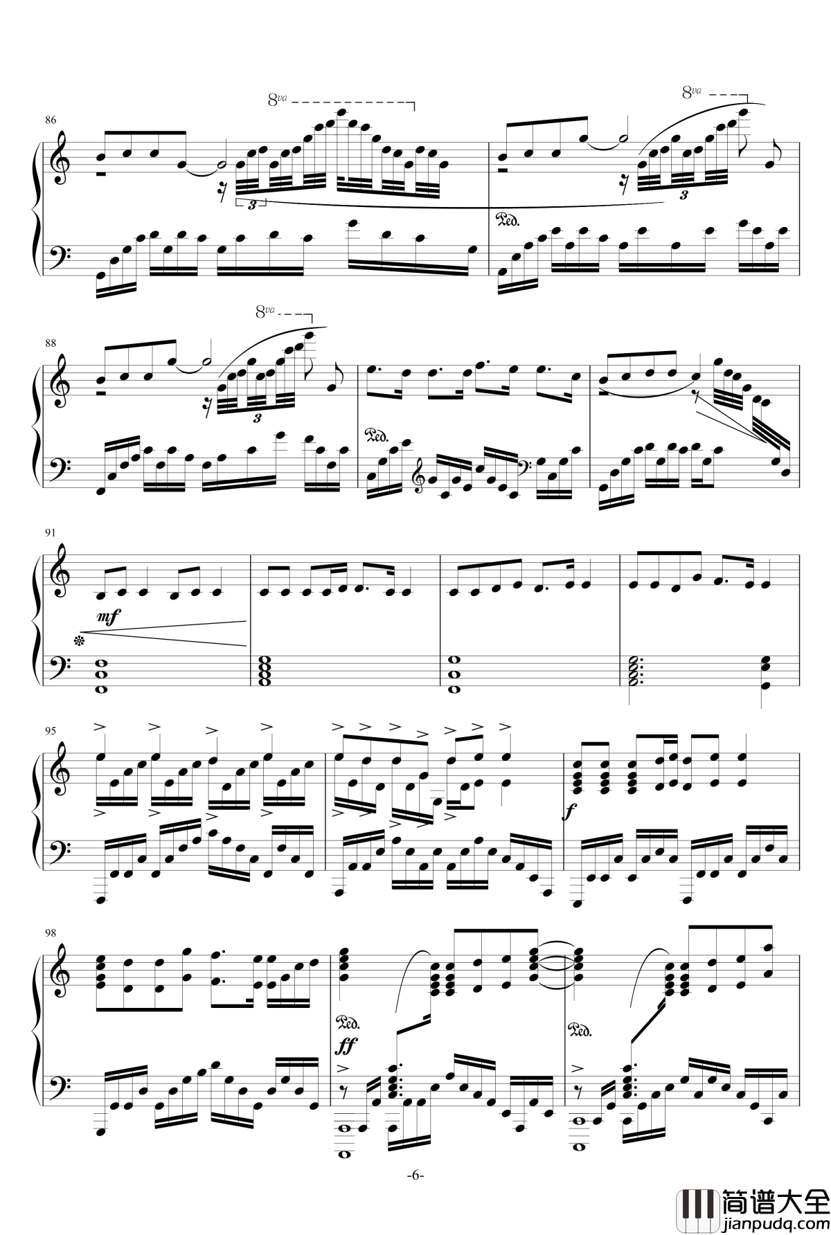 老夫的少女心啊啊啊串烧钢琴谱_泽野弘之