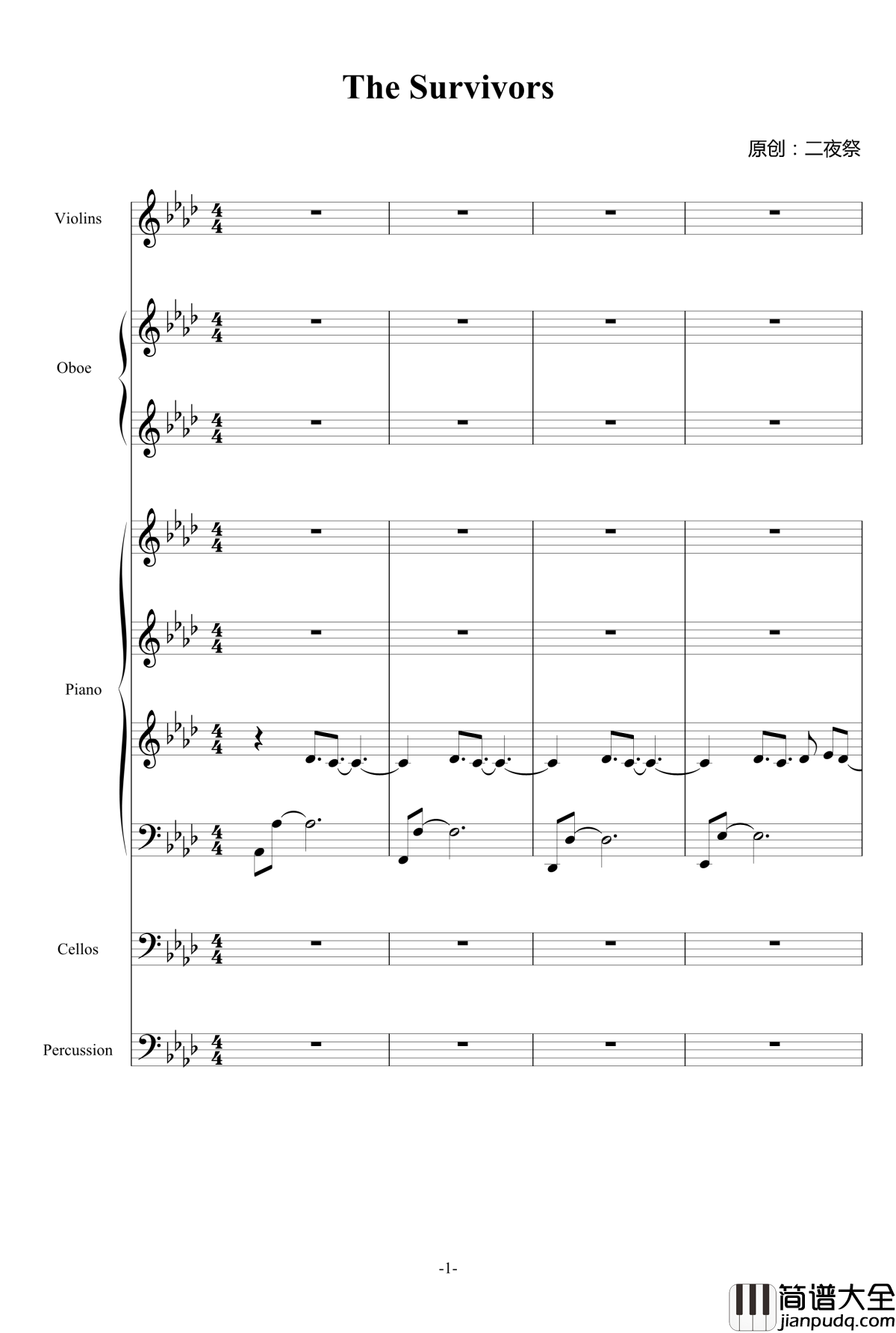 The_Survivors钢琴谱_二夜祭