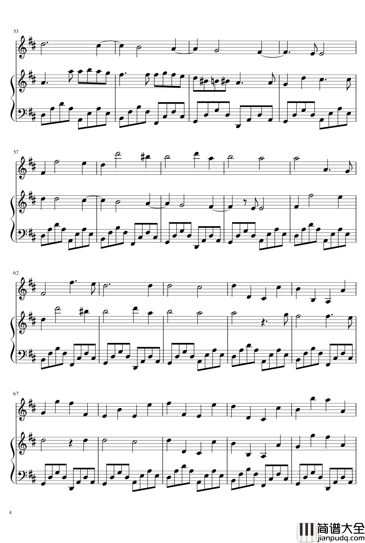 卡农钢琴谱_帕克贝尔