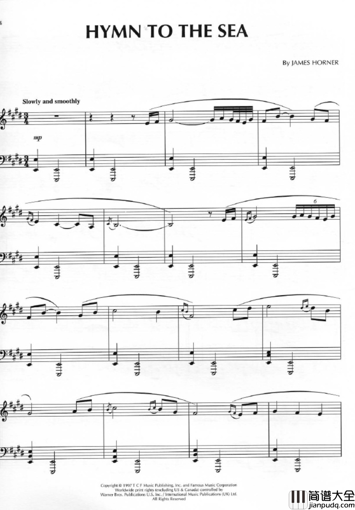 hymn_to_the_sea钢琴谱_詹姆斯霍纳