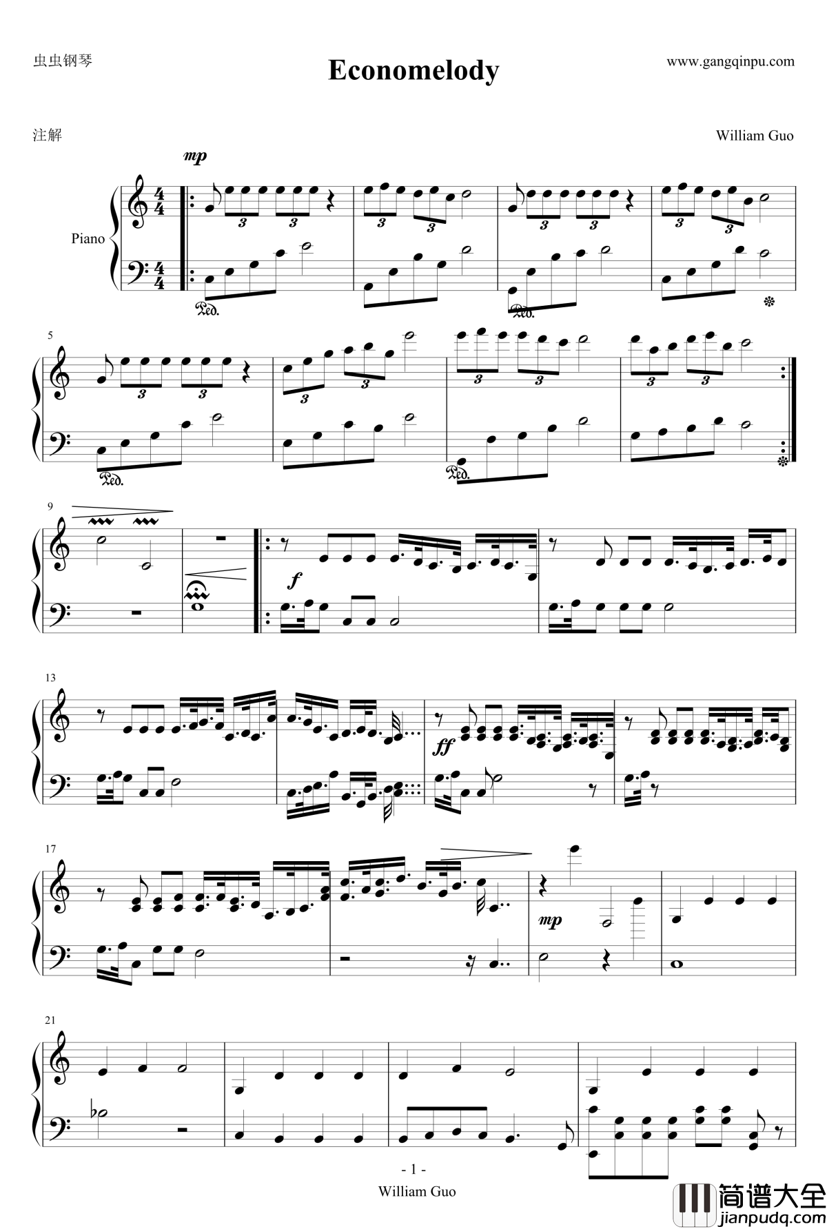 Economelody_gyc598652015_钢琴谱