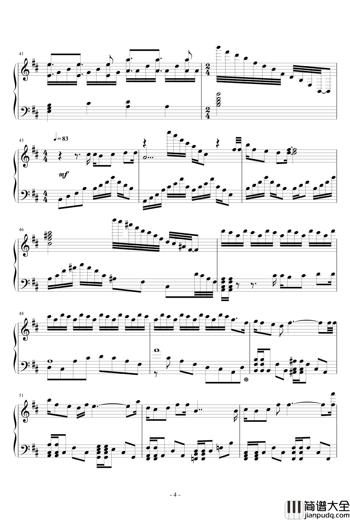 甲铁城的卡巴内利OP钢琴谱_完整版_泽野弘之