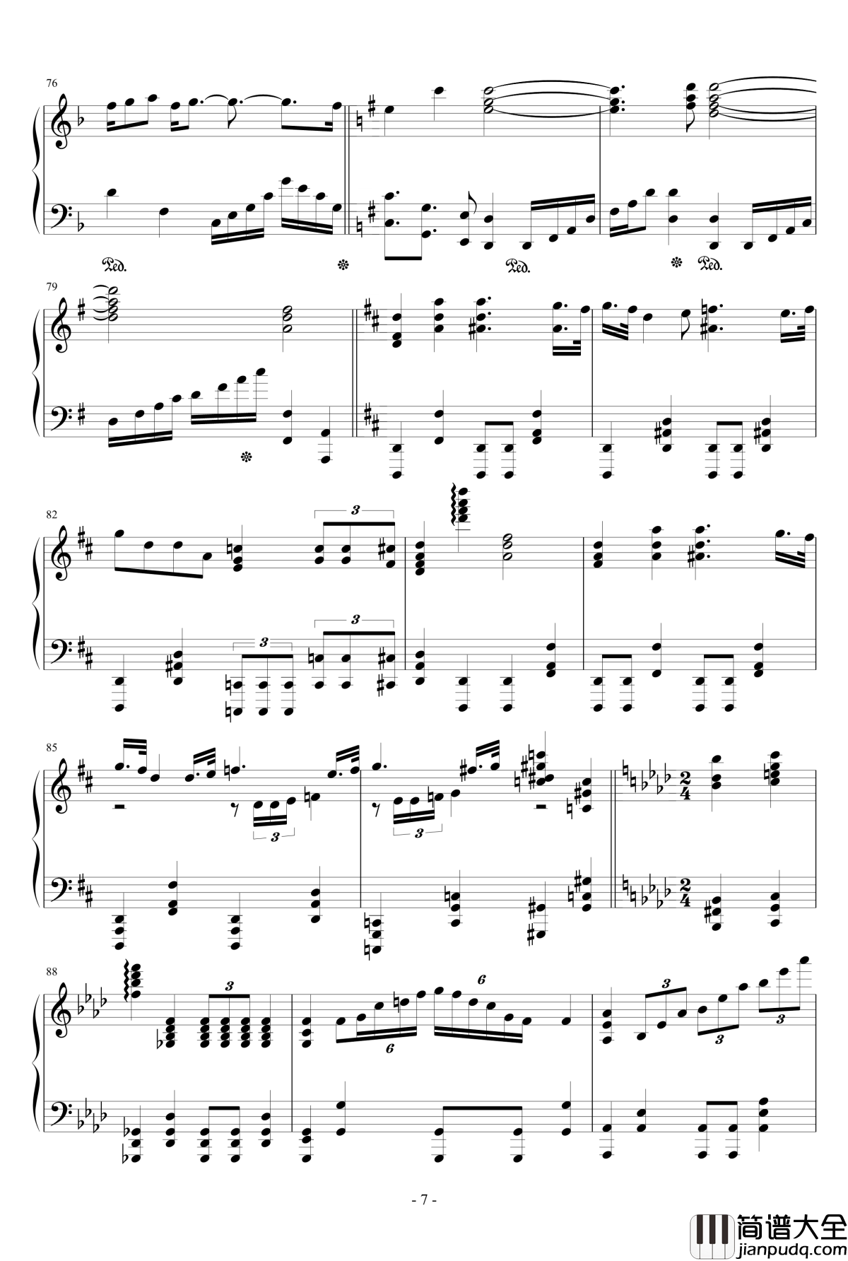 甲铁城的卡巴内利OP钢琴谱_完整版_泽野弘之