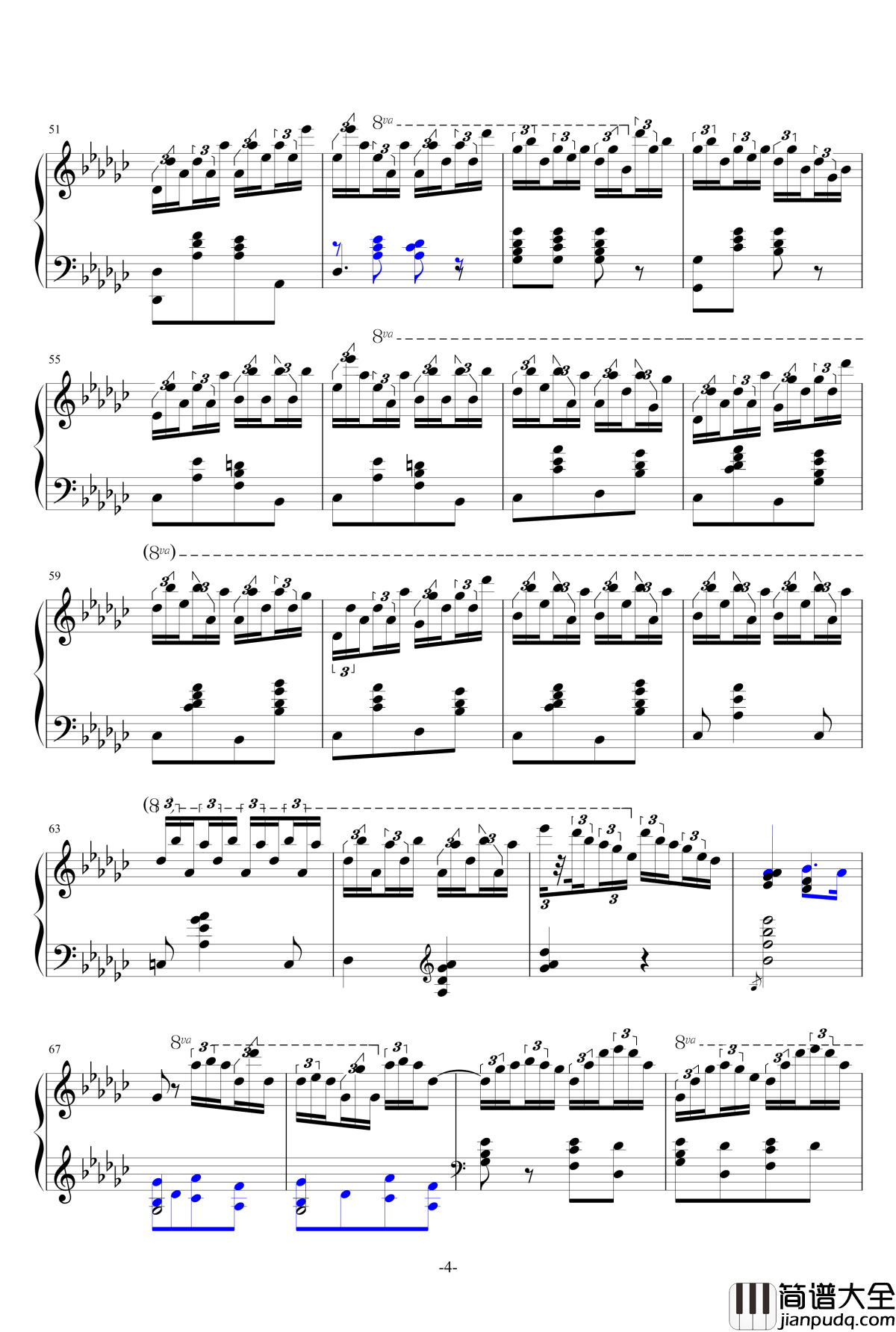 黑键练习曲改编版钢琴谱_肖邦_chopin