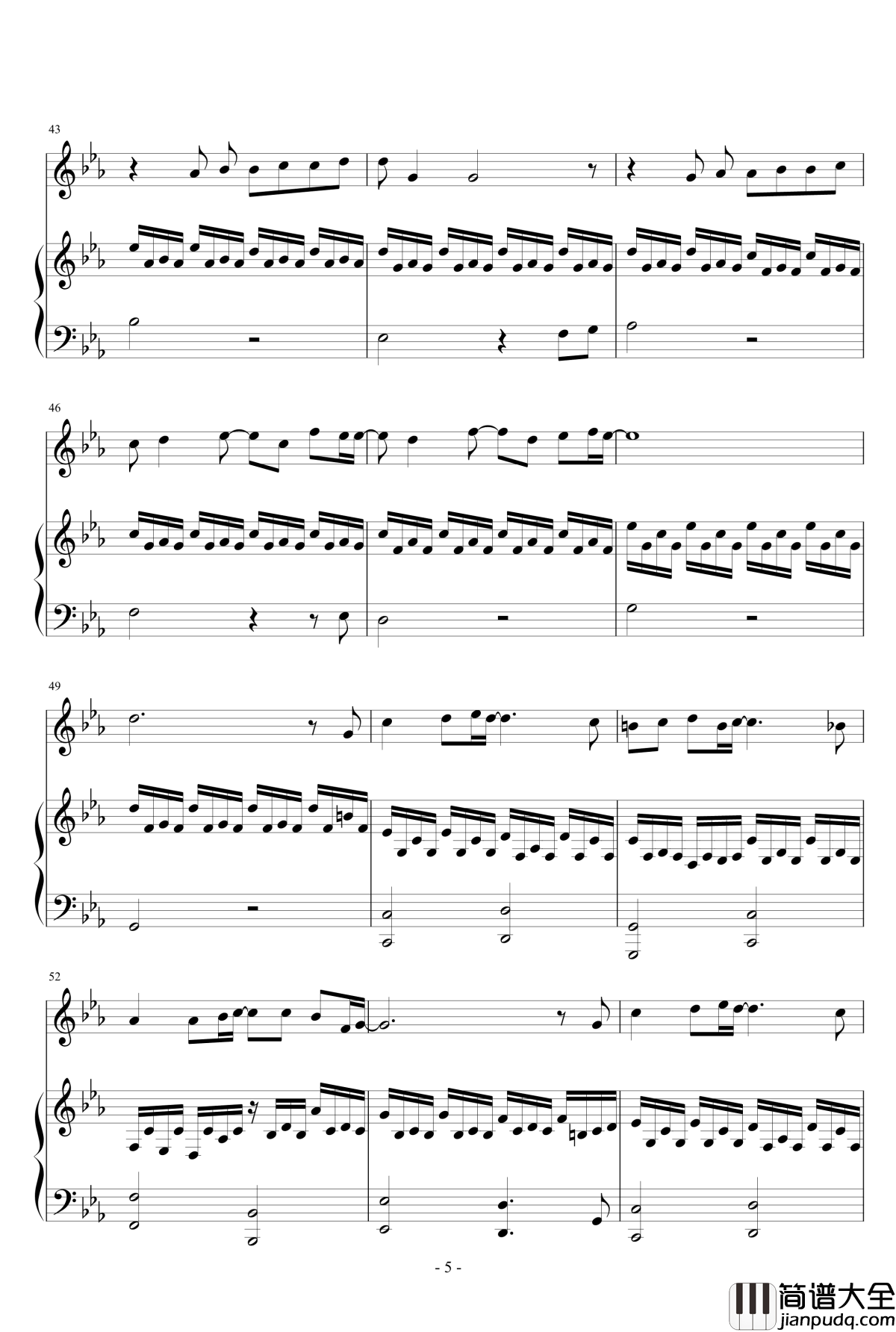 悲歌钢琴谱_生命花