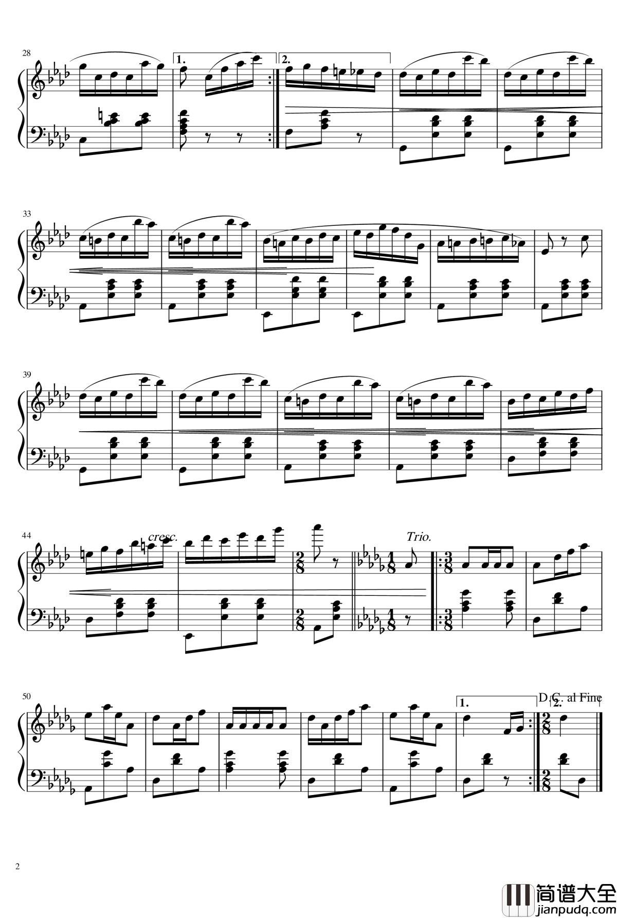 降A大调圆舞曲钢琴谱_肖邦