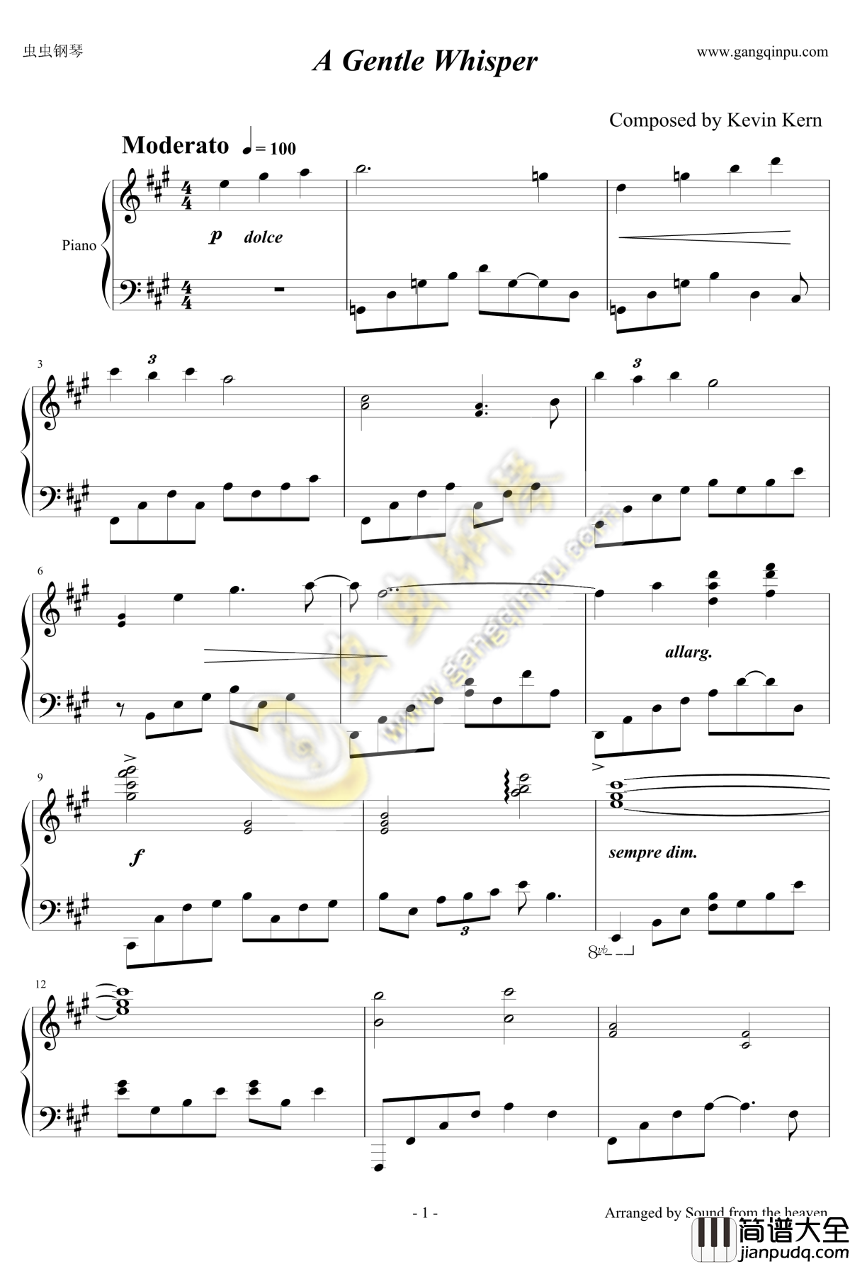 A_Gentle_Whisper钢琴谱_Kevin_Kern