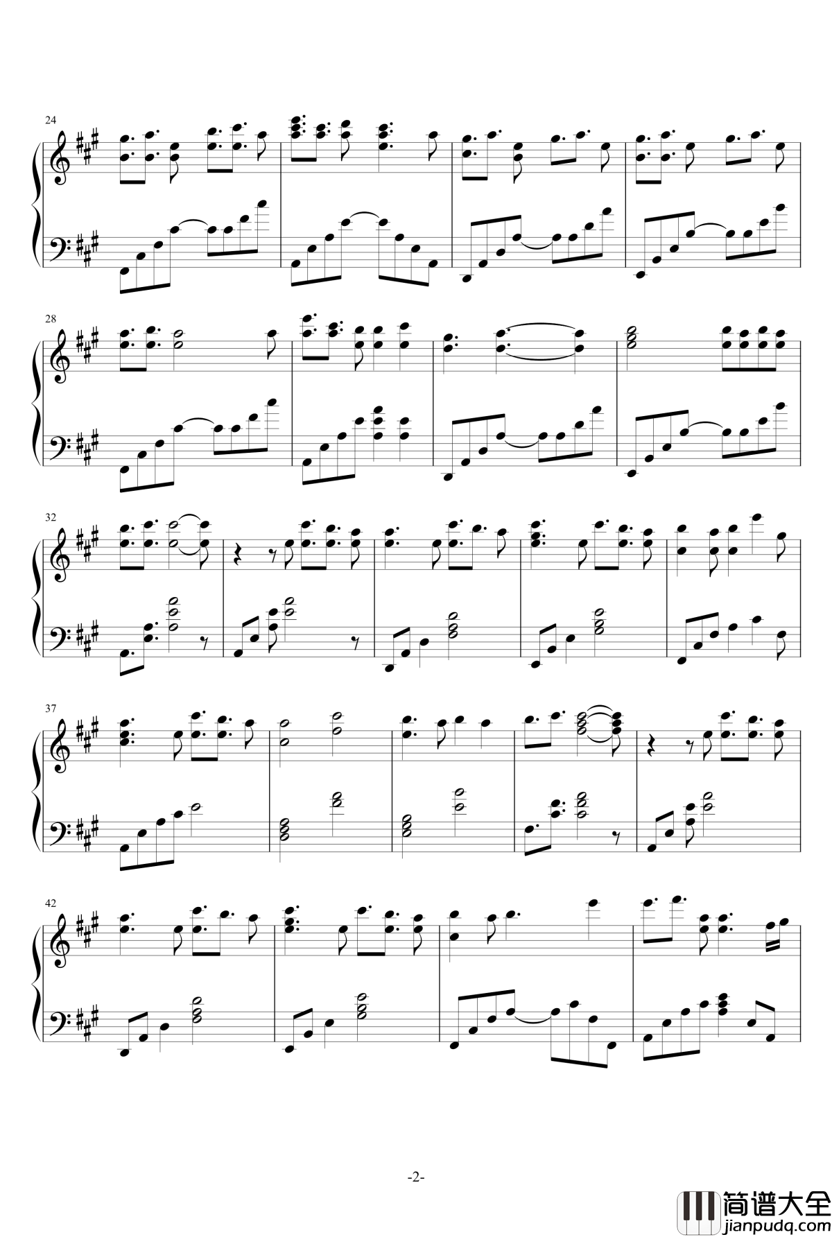 Dear钢琴谱_初音ミク_初音未来