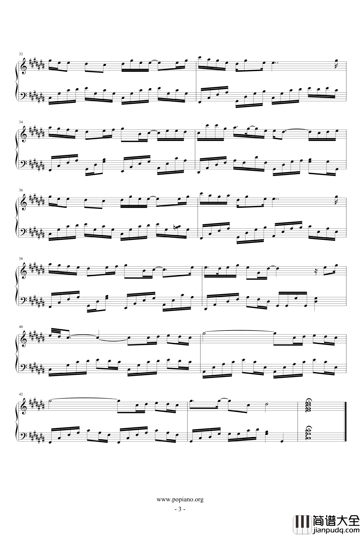 看得最远的地方钢琴谱_张韶涵