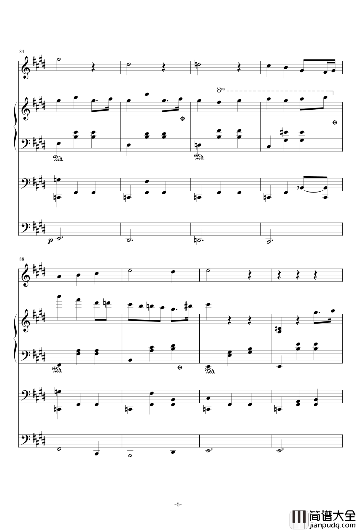 一夏天的风钢琴谱_总谱_ellocz