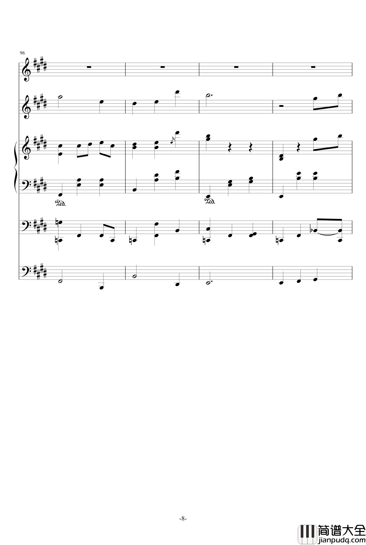 一夏天的风钢琴谱_总谱_ellocz