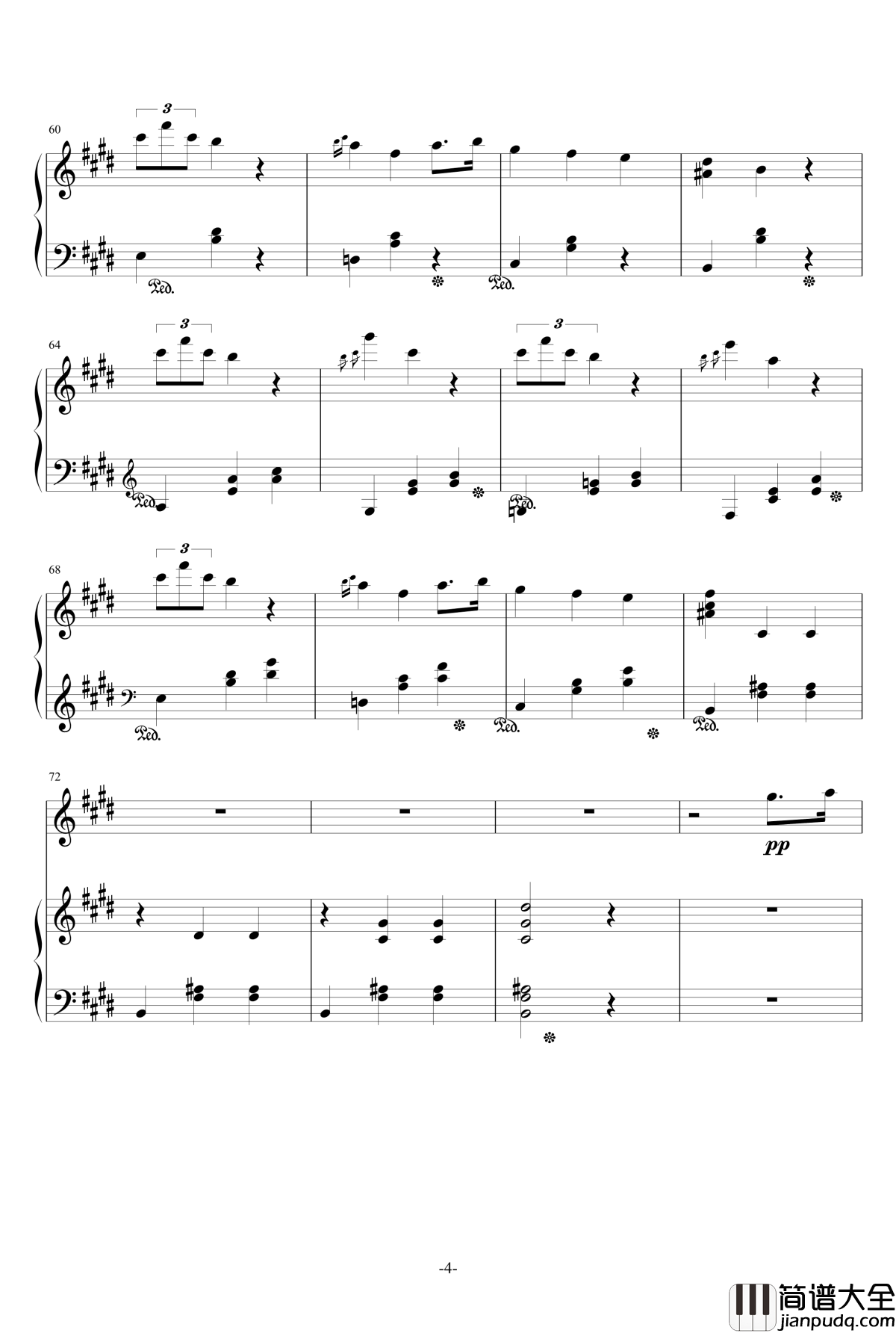 一夏天的风钢琴谱_总谱_ellocz