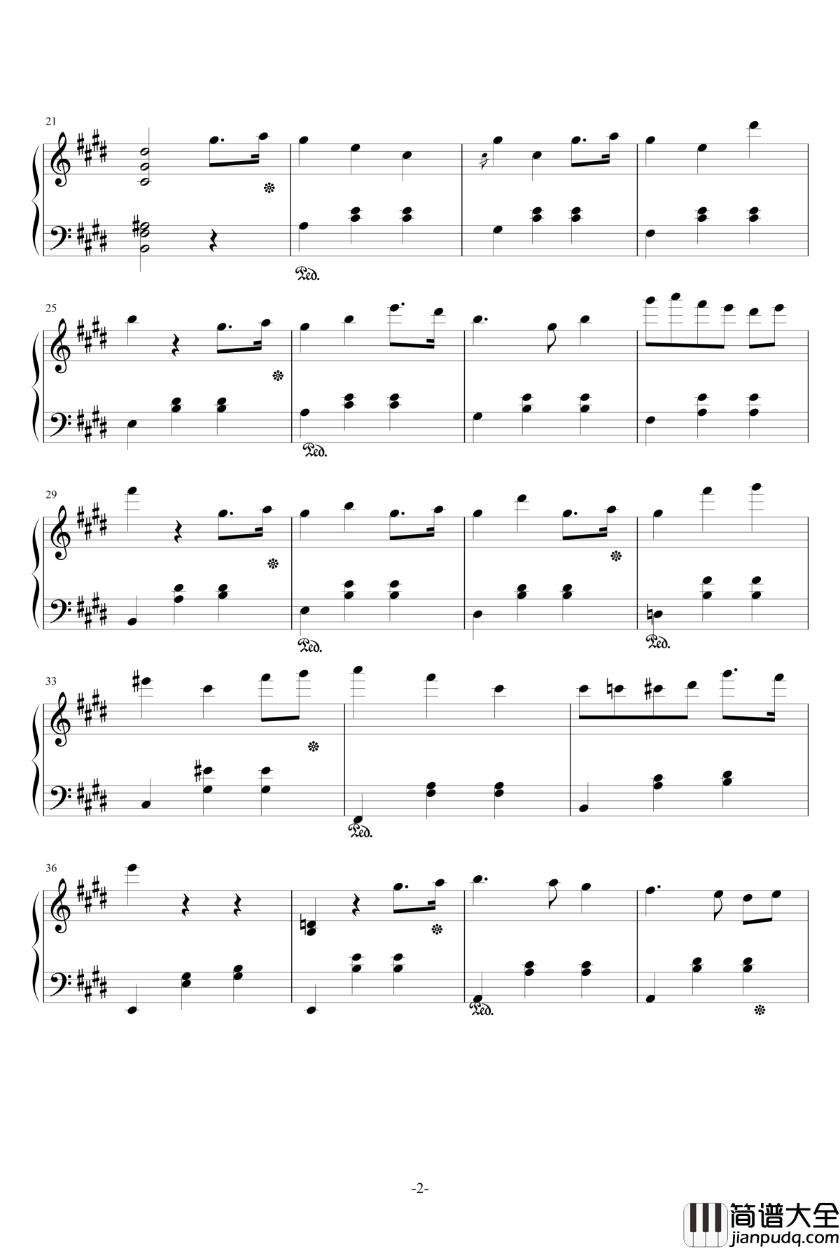 一夏天的风钢琴谱_总谱_ellocz