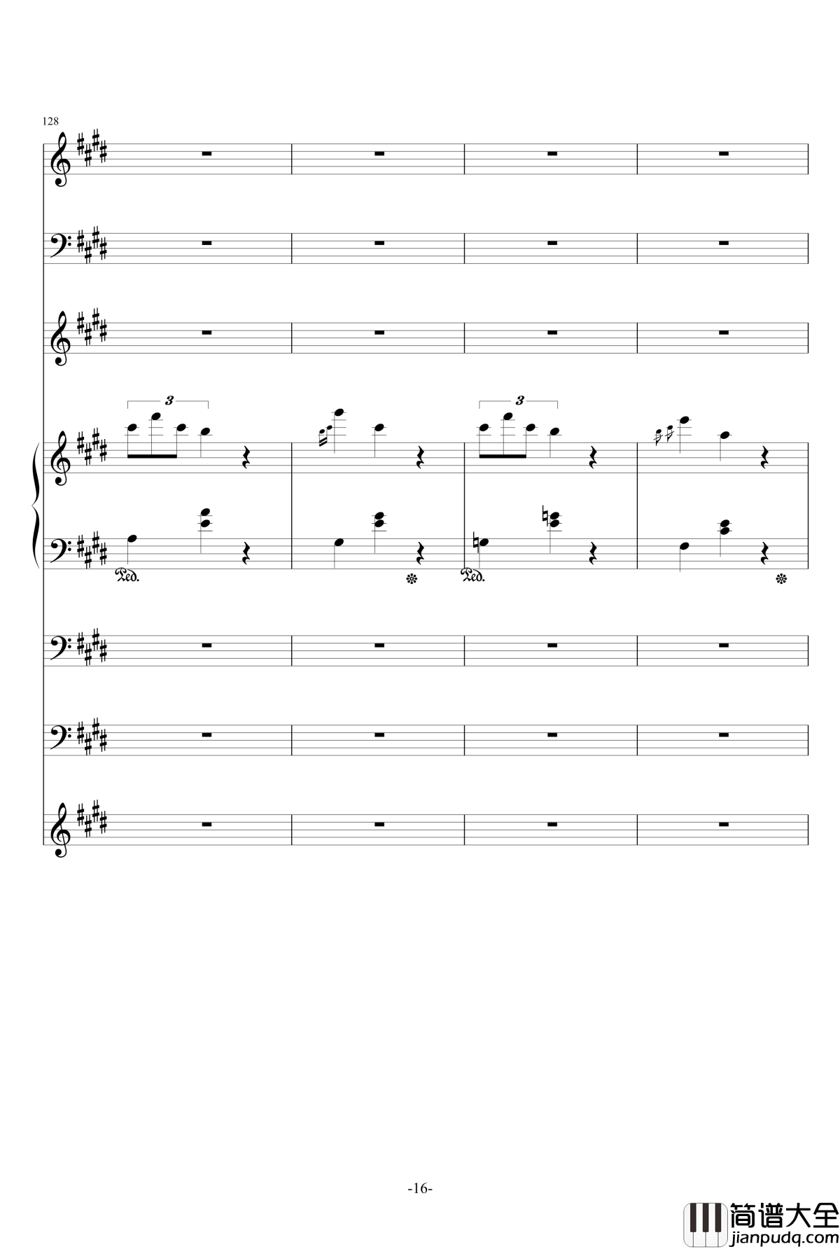 一夏天的风钢琴谱_总谱_ellocz