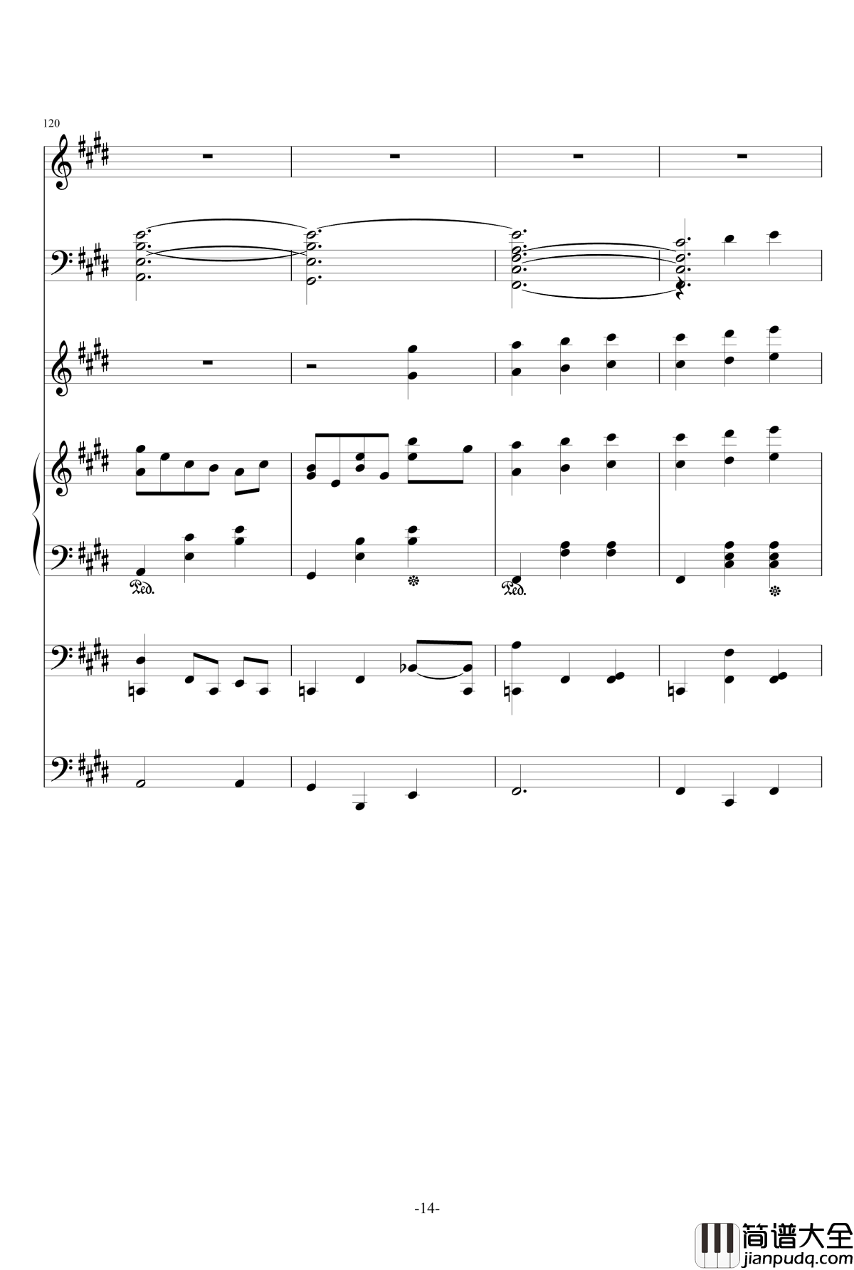 一夏天的风钢琴谱_总谱_ellocz