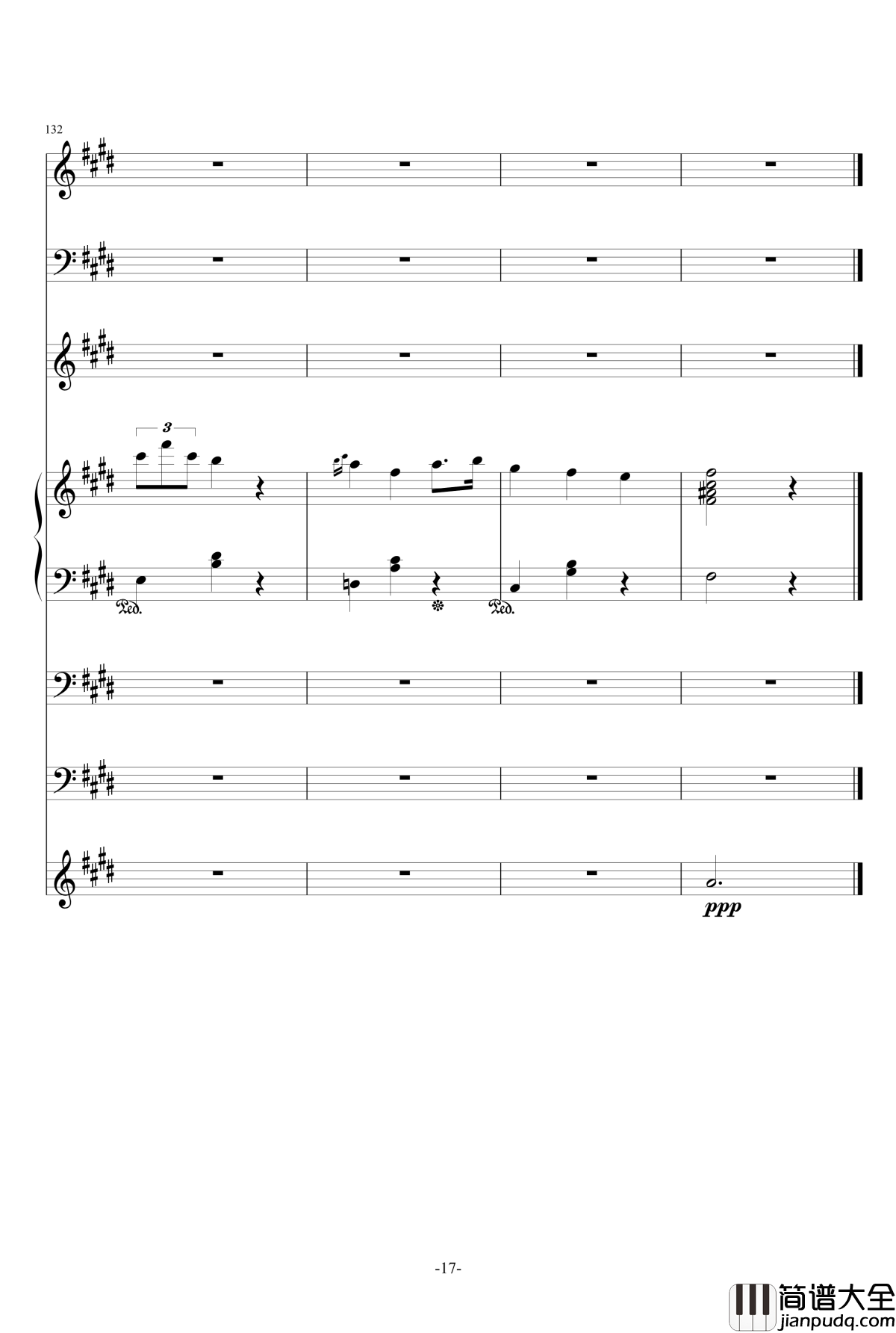 一夏天的风钢琴谱_总谱_ellocz