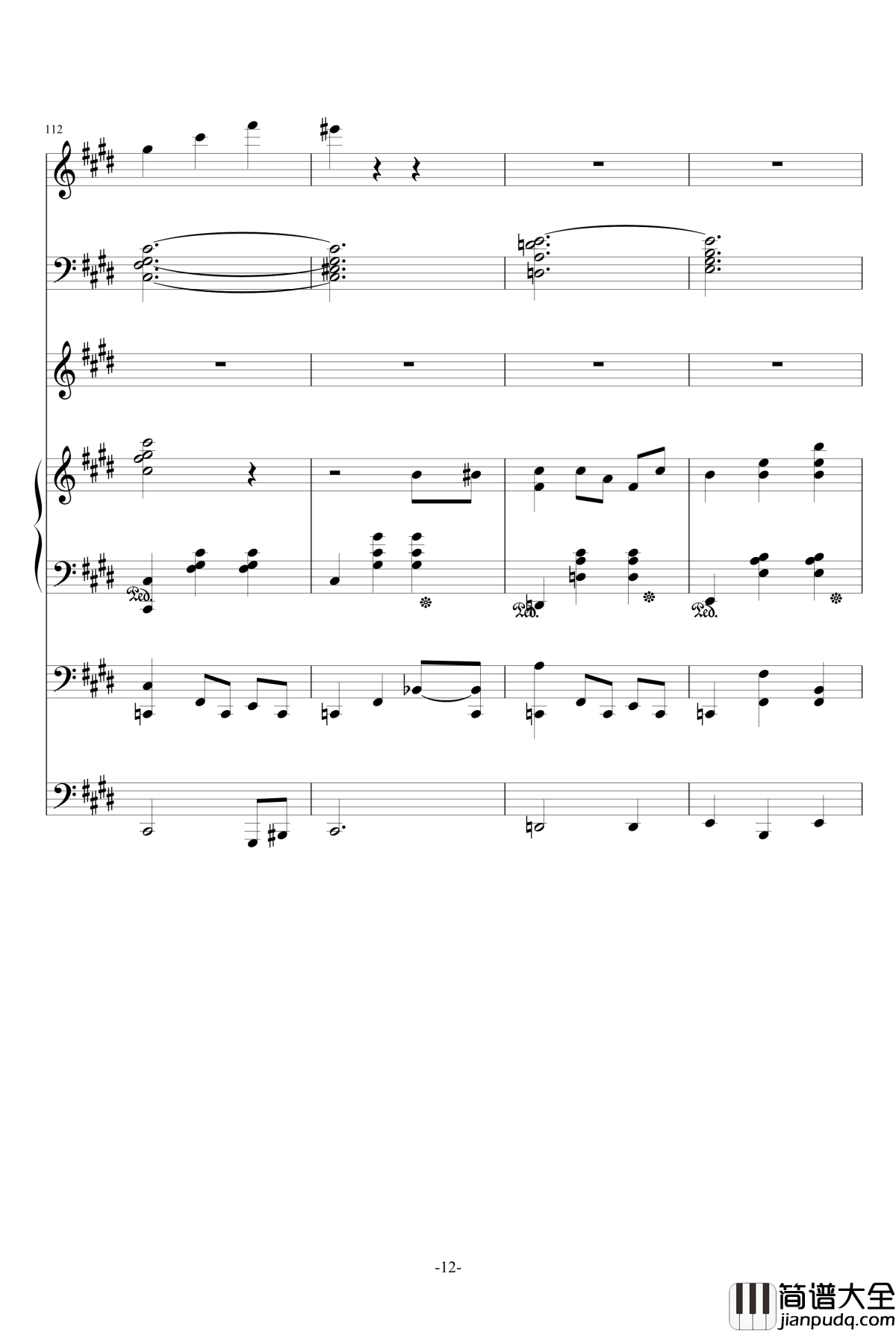 一夏天的风钢琴谱_总谱_ellocz