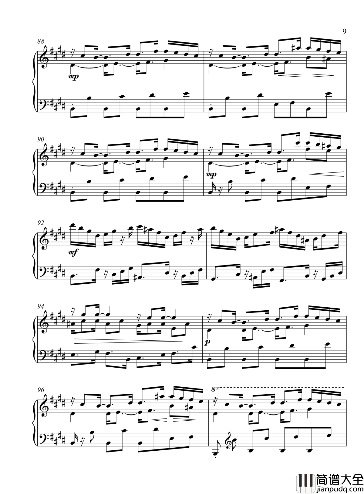 辛普森B大调练习曲钢琴谱_辛普森