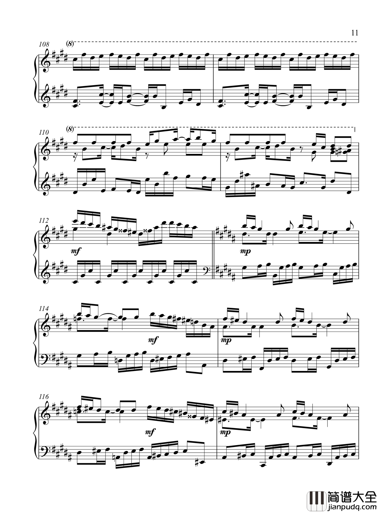 辛普森B大调练习曲钢琴谱_辛普森