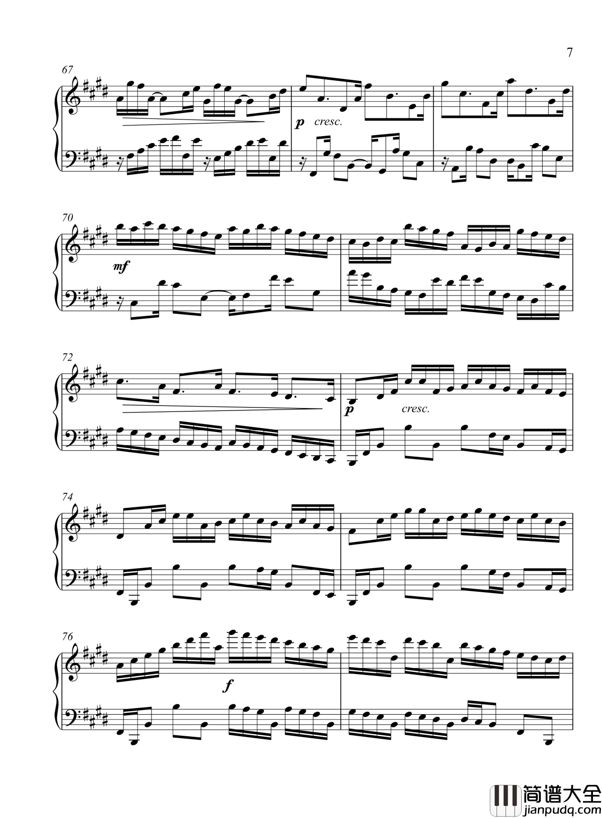 辛普森B大调练习曲钢琴谱_辛普森