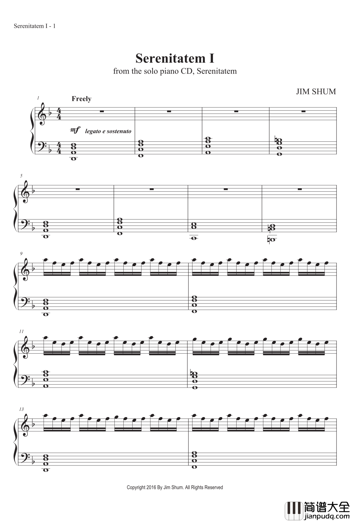 寂静空间钢琴谱_一_MrSHUM