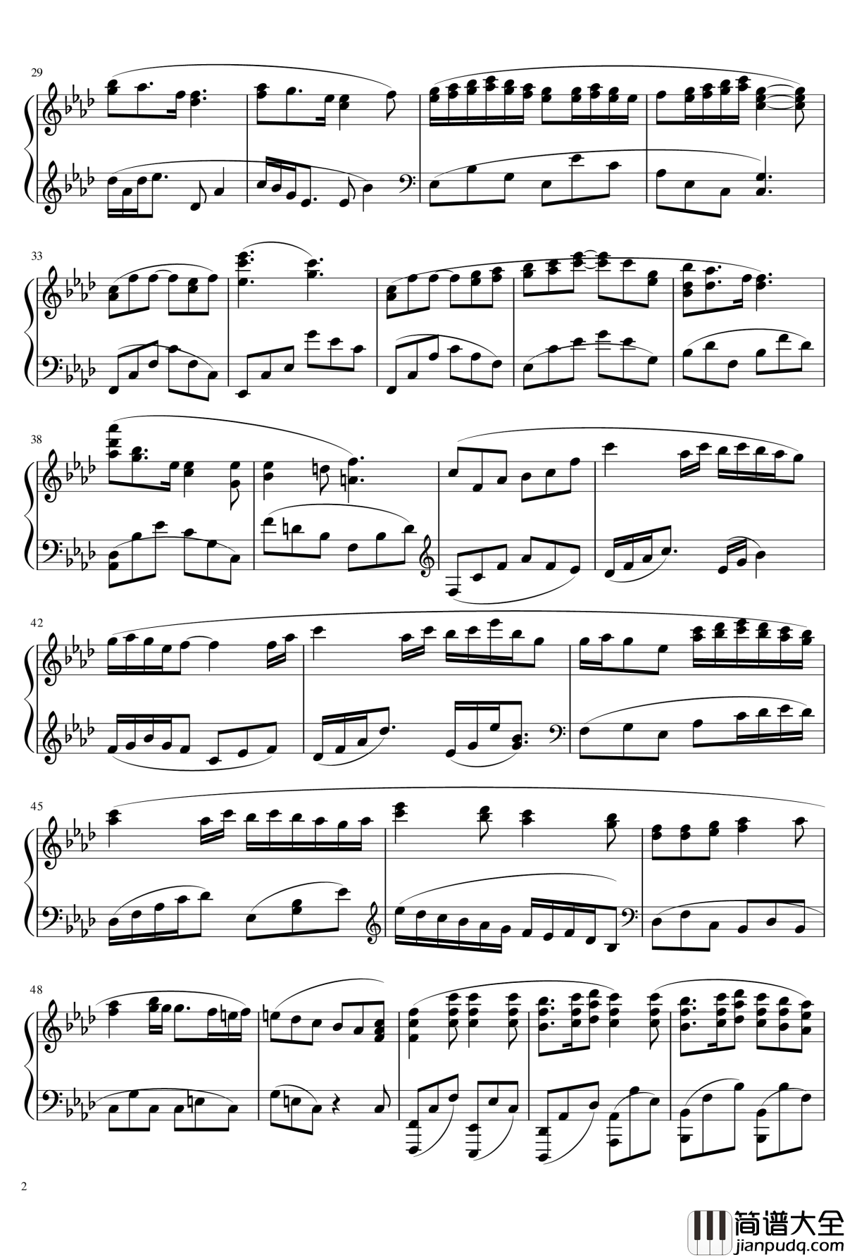 Aria钢琴谱__第四章珈蓝之洞片尾曲_空之境界_尾浦游纪