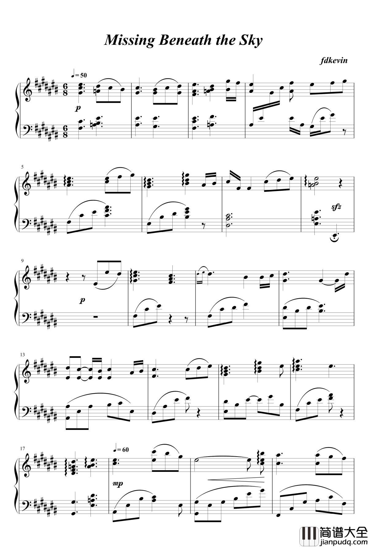 青空の下の想い钢琴谱_a71235