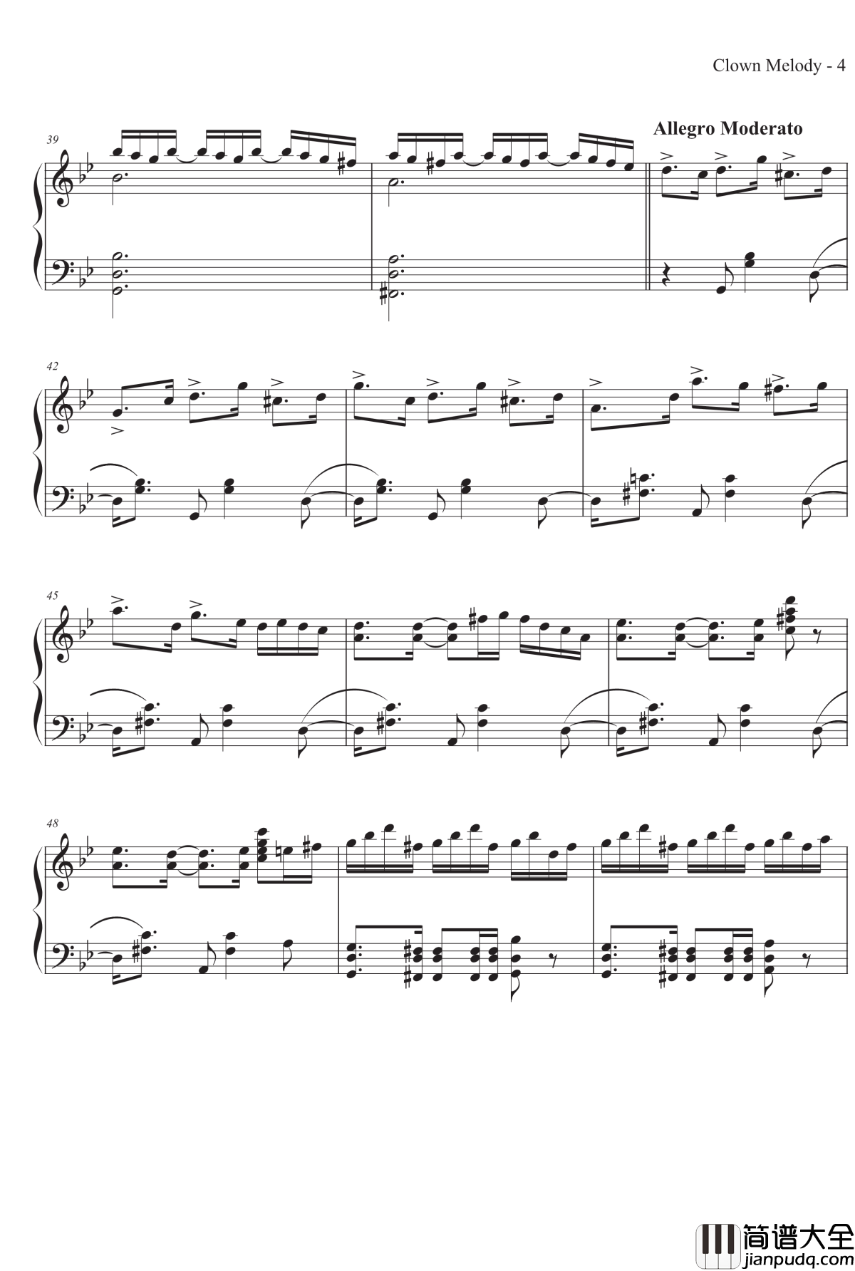 小丑旋律钢琴谱_一_MrSHUM