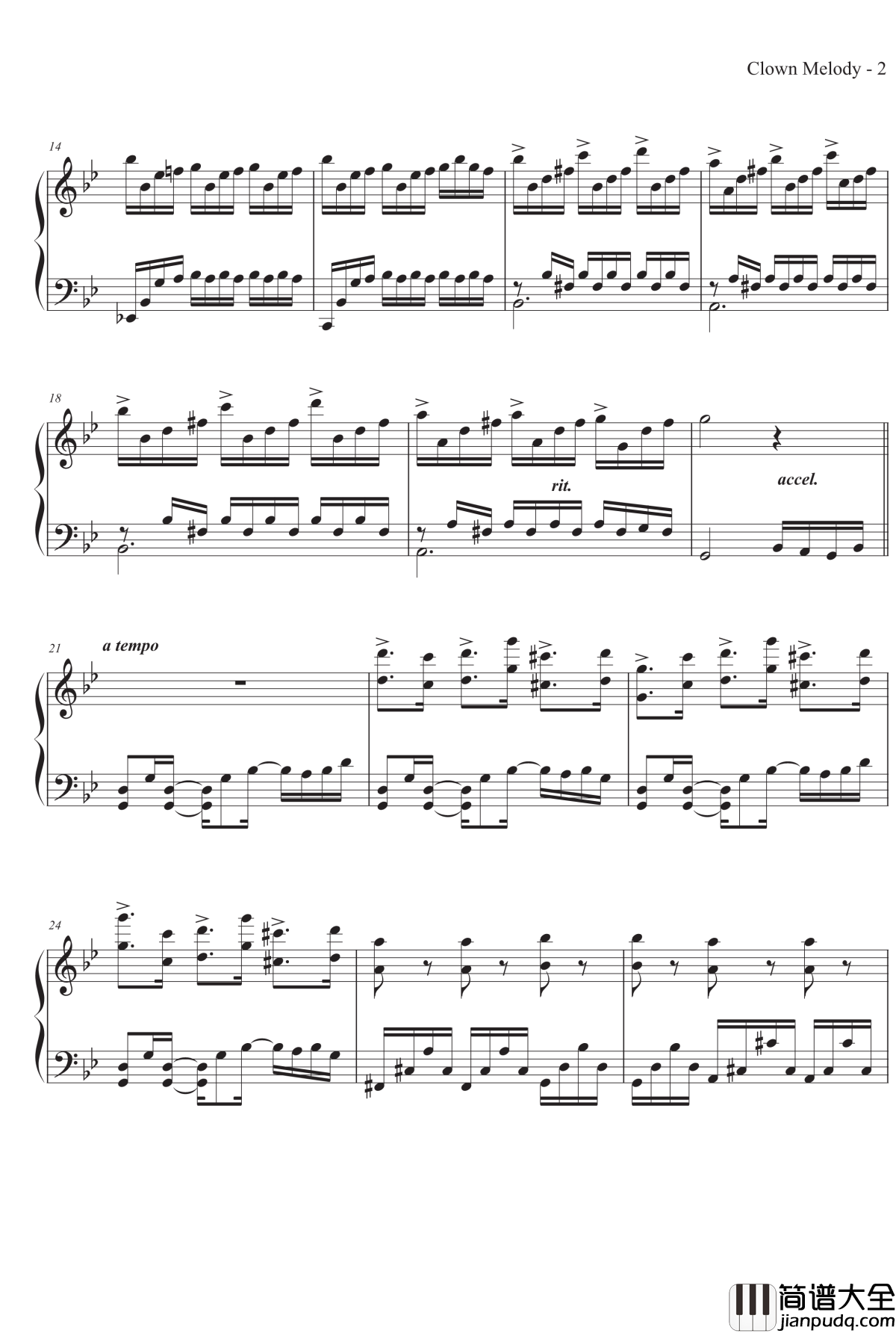 小丑旋律钢琴谱_一_MrSHUM