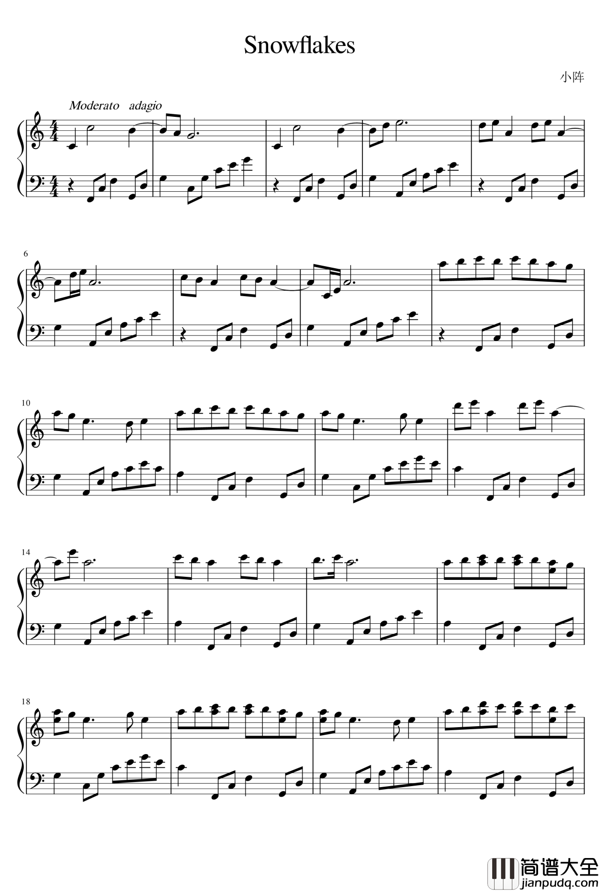 Snowflakes钢琴谱_小逸君