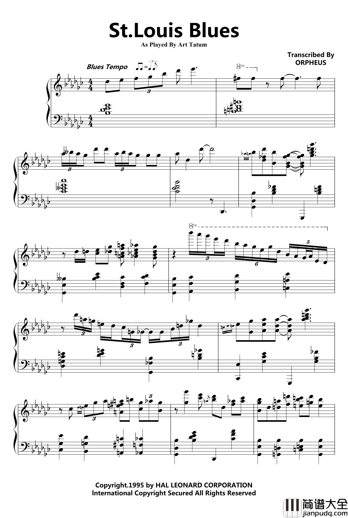 St.Louis_Blues钢琴谱_Art_Tatum