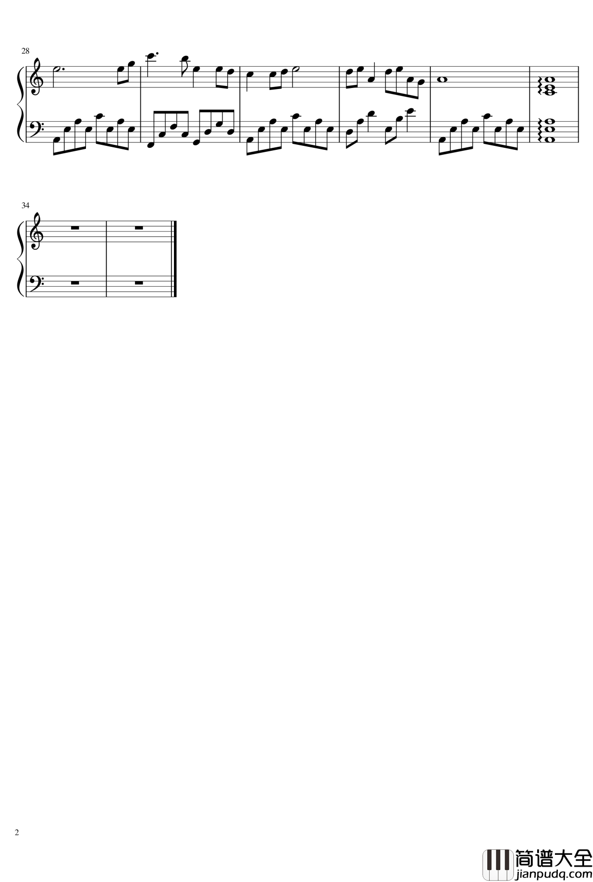 大鱼钢琴谱_动画电影_大鱼海棠_印象曲_大鱼海棠_周深