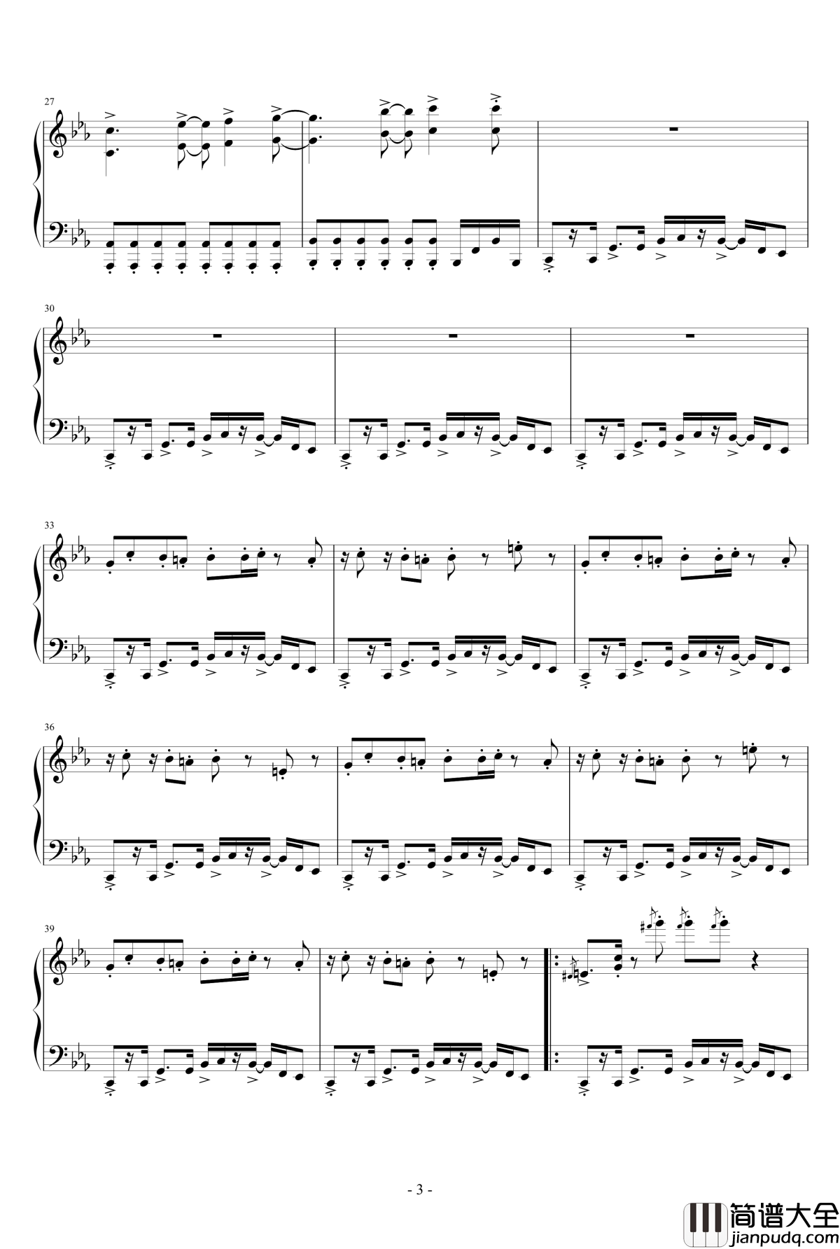 地铁跑酷主题BGM钢琴谱_IOS