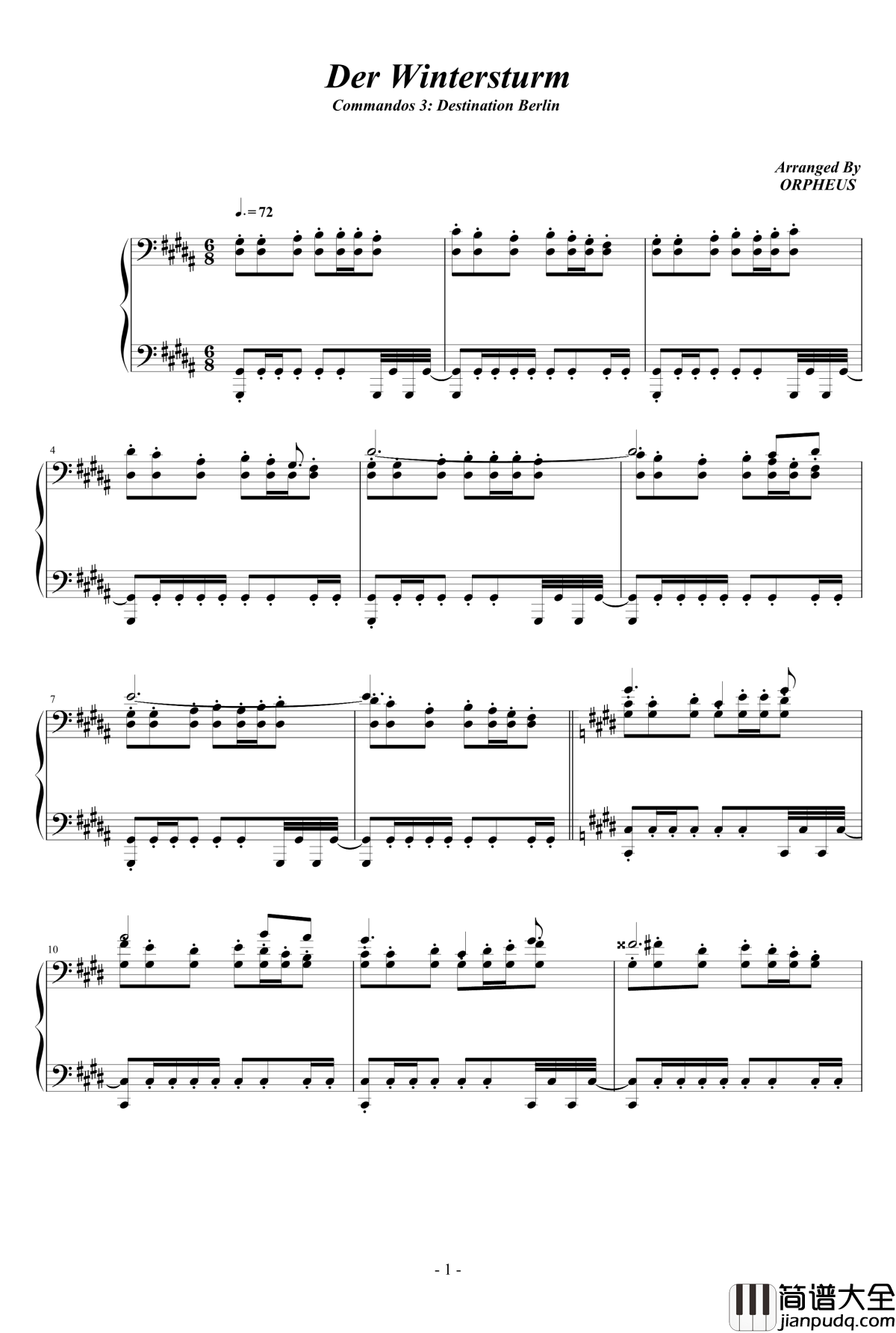 Der_Wintersturm钢琴谱_盟军敢死队
