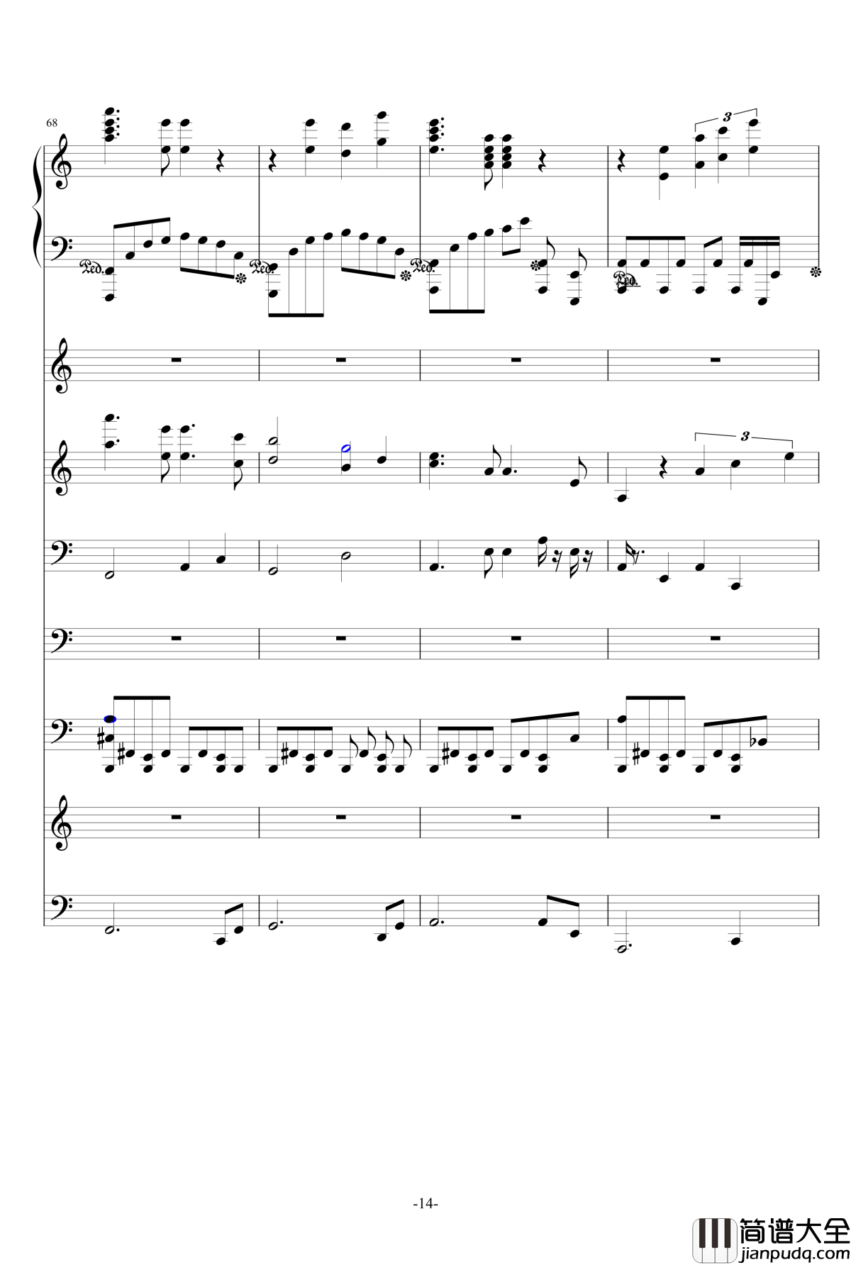 大夜洛第一号狂想曲钢琴谱_死生契阔_ellocz