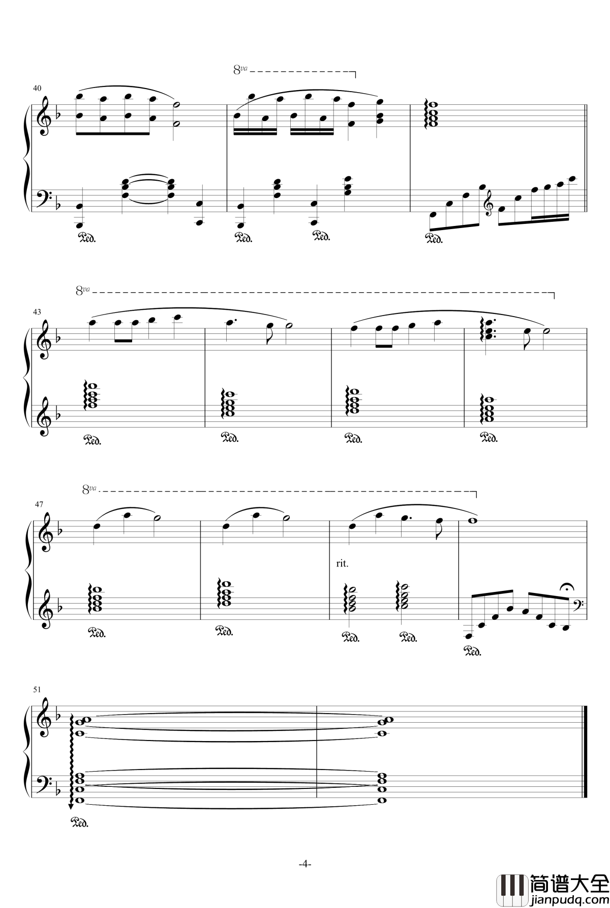 虫儿飞钢琴谱_稍难版_郑伊健