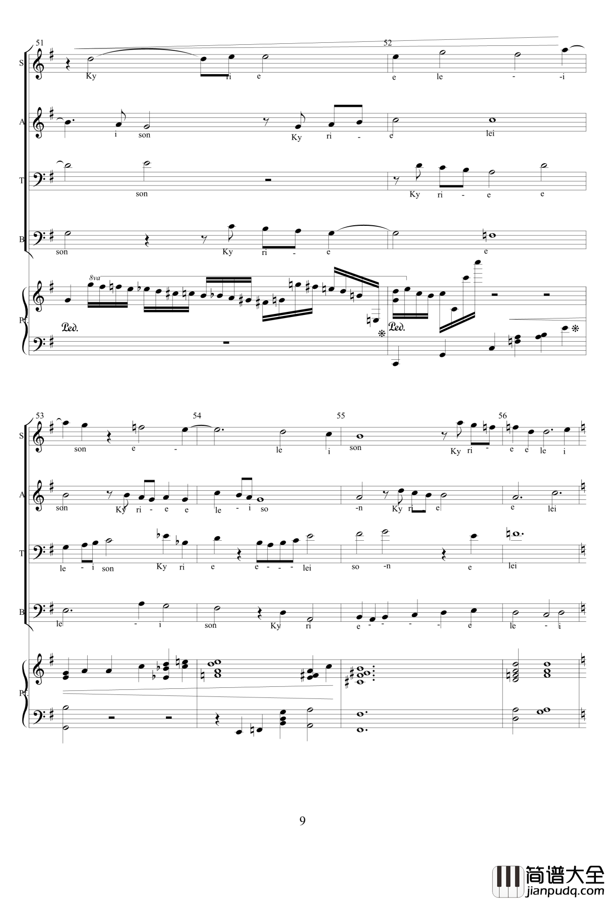 Kyrie钢琴谱_田中信义