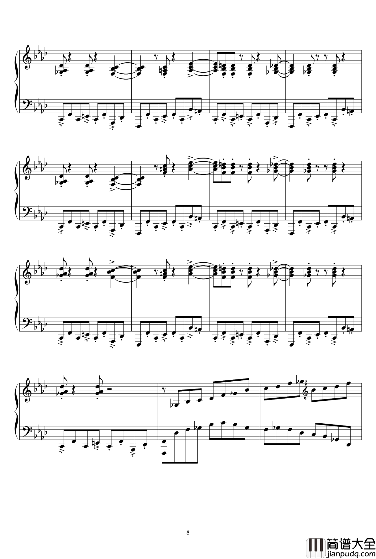 冬に咲いている花钢琴谱_雪城奥菲斯