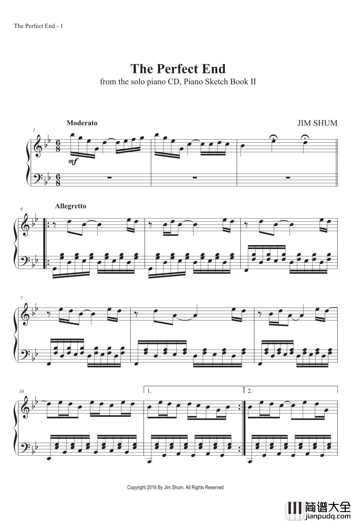 PERFECT_END钢琴谱_MrSHUM