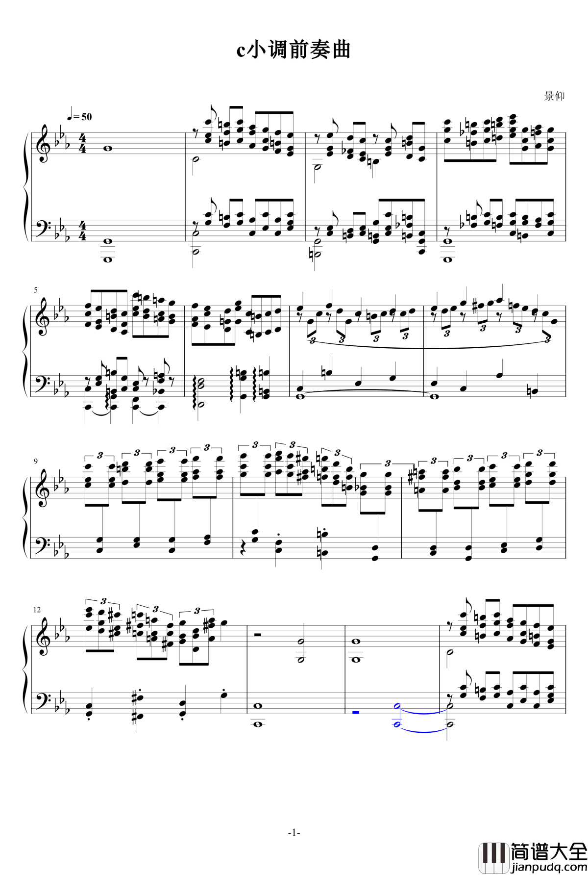 c小调前奏曲钢琴谱_84jimmy
