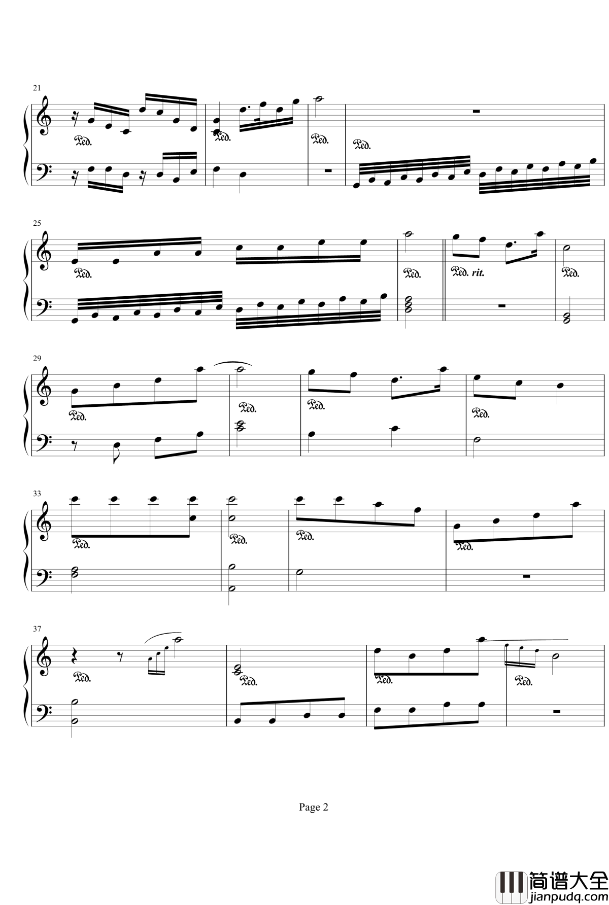 雨中的午后钢琴谱_孤夜长空