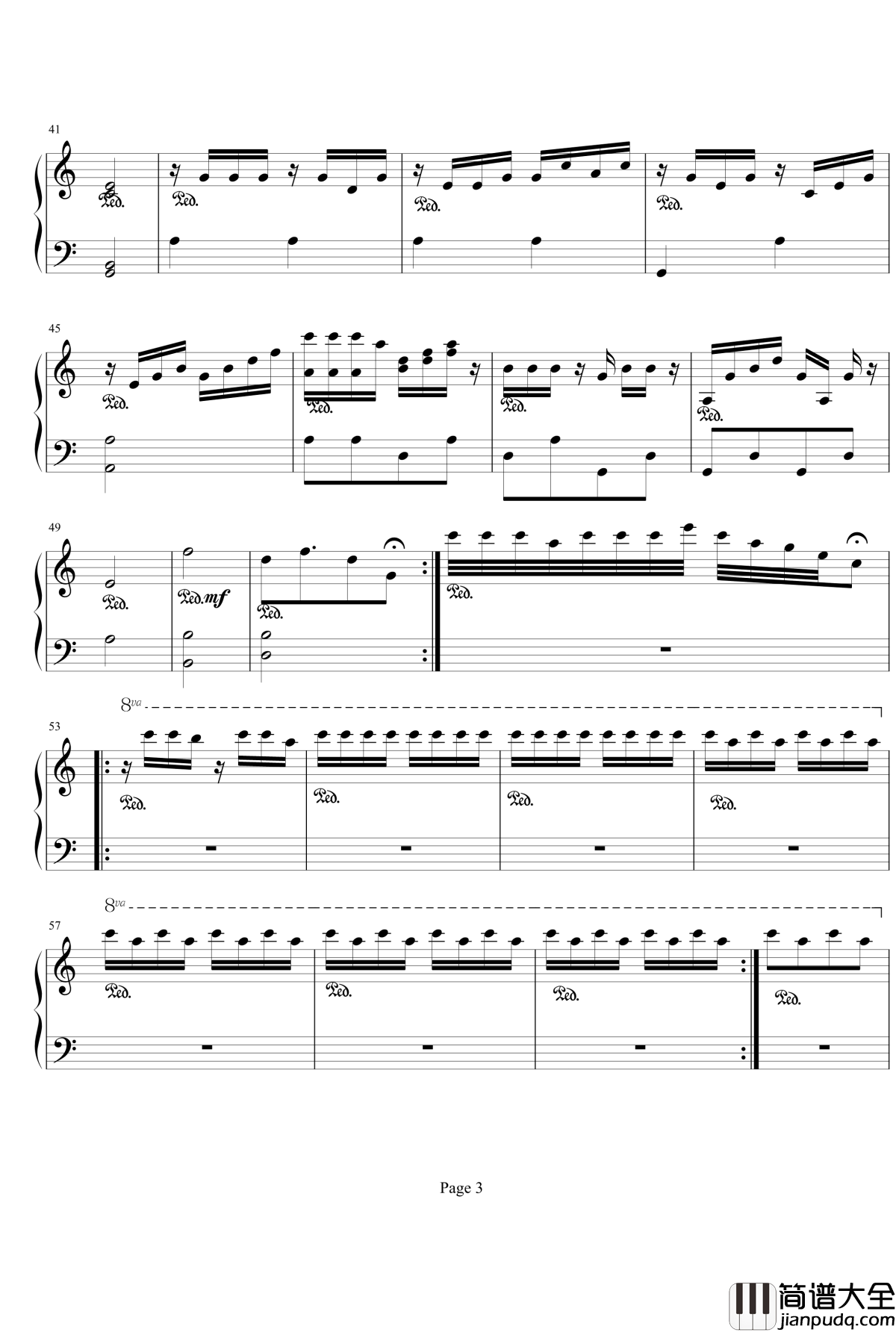 雨中的午后钢琴谱_孤夜长空