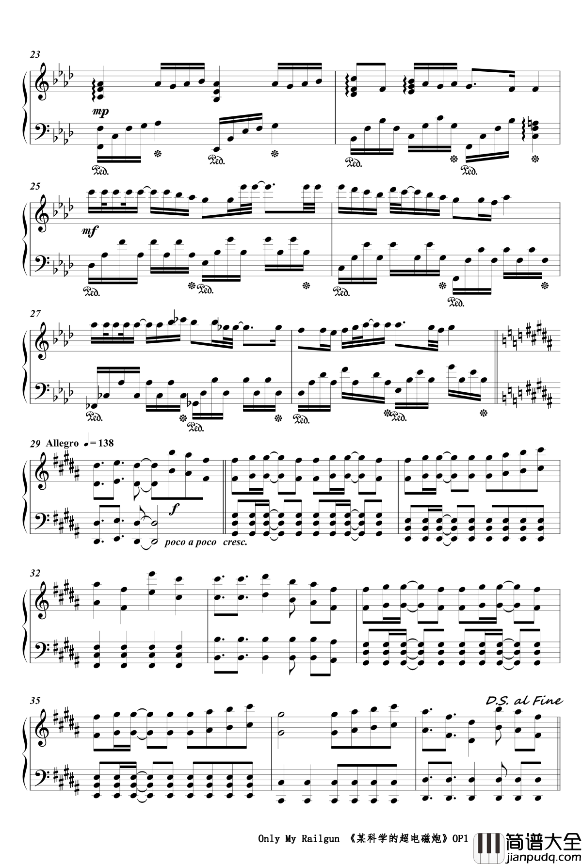 Only_My_Railgun钢琴谱_某科学的超电磁炮