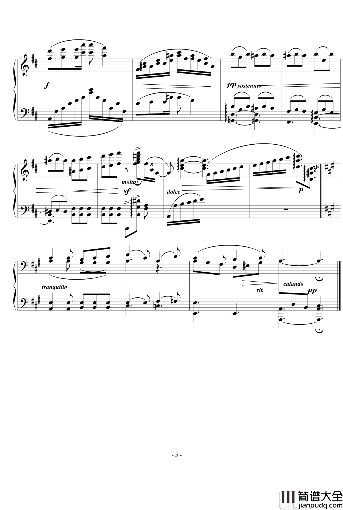 A大调幻想小品钢琴谱_天籁传声