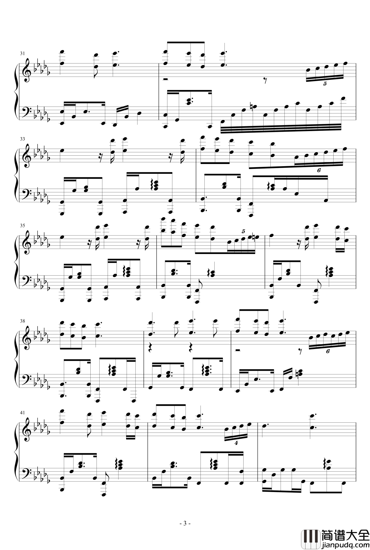 夏沫海歌BGM钢琴谱_奇迹暖暖