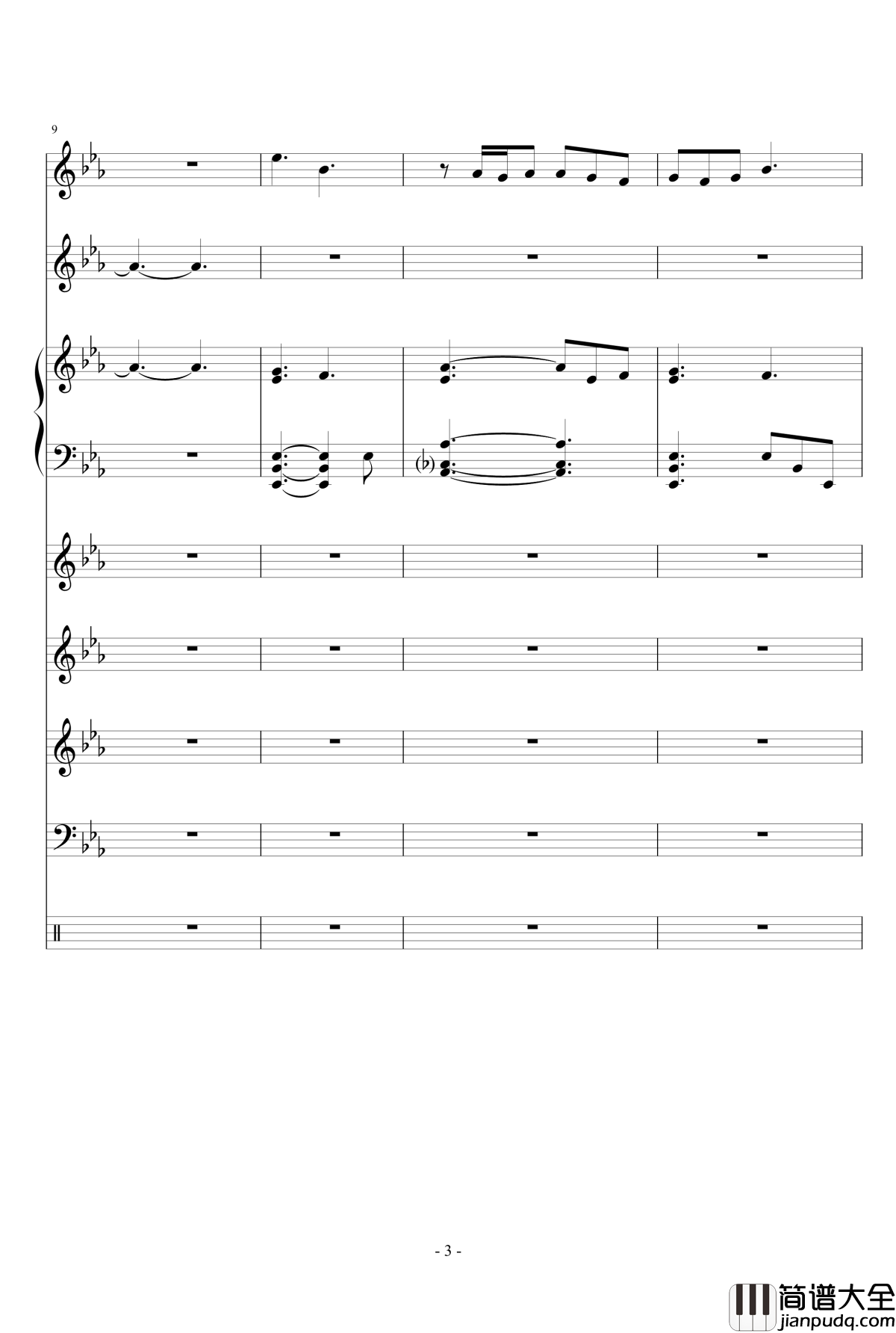 走在冷风中钢琴谱_乐队总谱_刘思涵