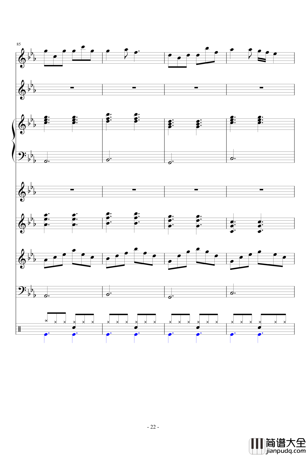 走在冷风中钢琴谱_乐队总谱_刘思涵