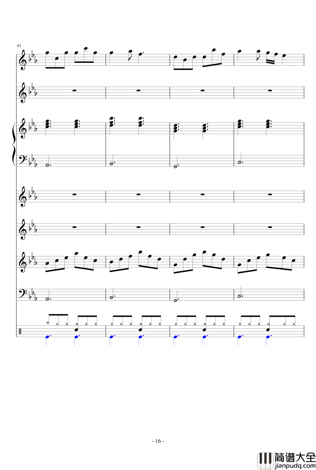 走在冷风中钢琴谱_乐队总谱_刘思涵